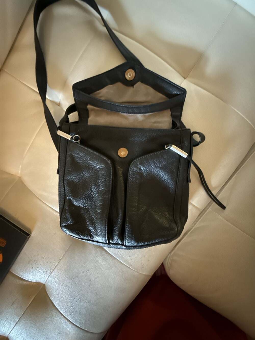 Vince Camuto Black Pebbled Leather Multi-Pocket Crossbody Bag - Picture 4 of 6